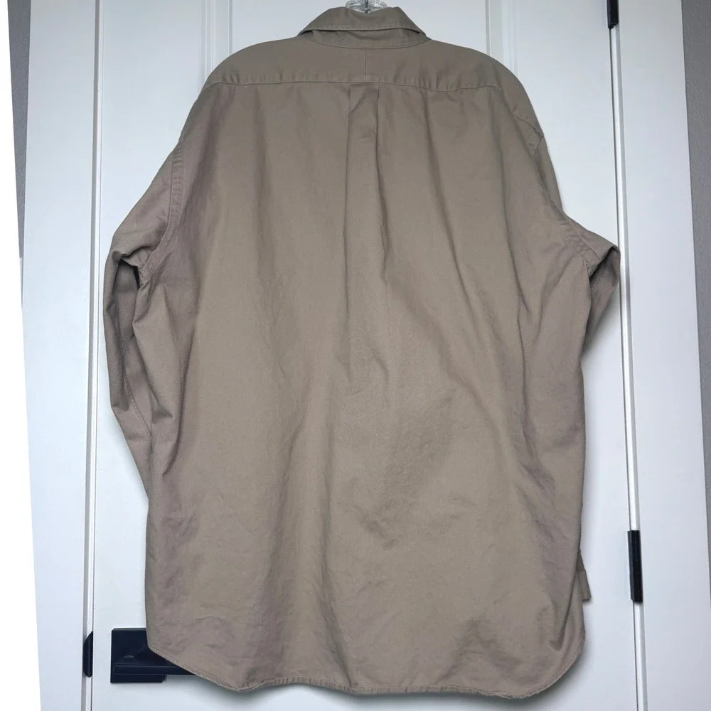 Polo Ralph Lauren Blake Shirt Mens XL Tan Khaki 100% Cotton Twill Long Sleeve